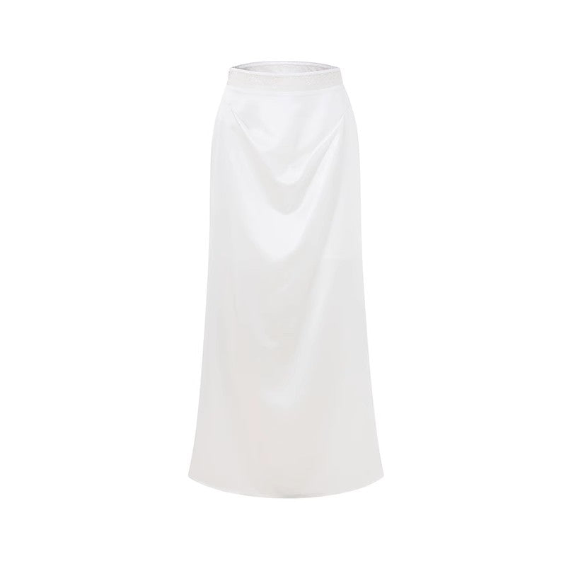 WHITE ACETATE SKIRT