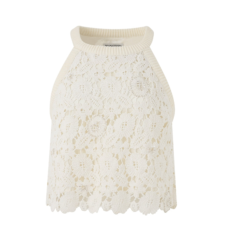 LACE EMBROIDERED EYELET BLOUSE