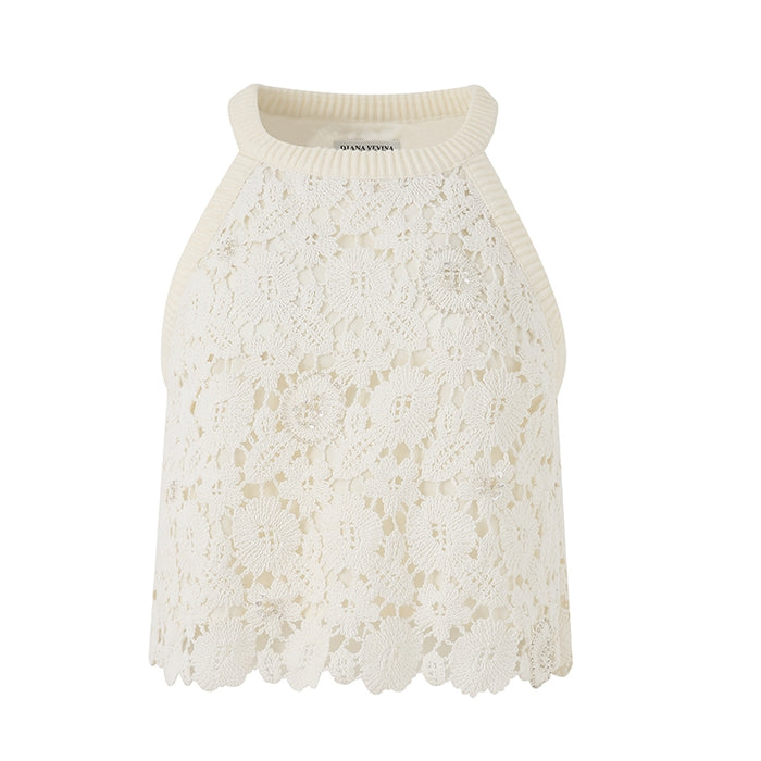 LACE EMBROIDERED EYELET BLOUSE