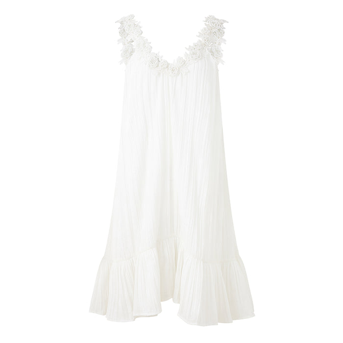 WHITE LACE TRIM CAMI DRESS