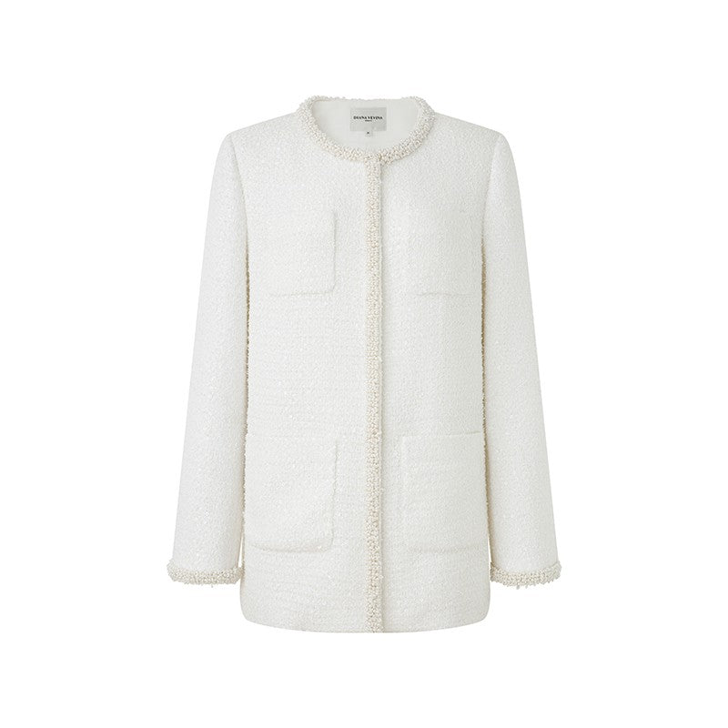 PEARL TRIM TWEED JACKET
