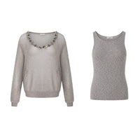 WHITE & GREY TWO-PIECE PULLOVER KNIT