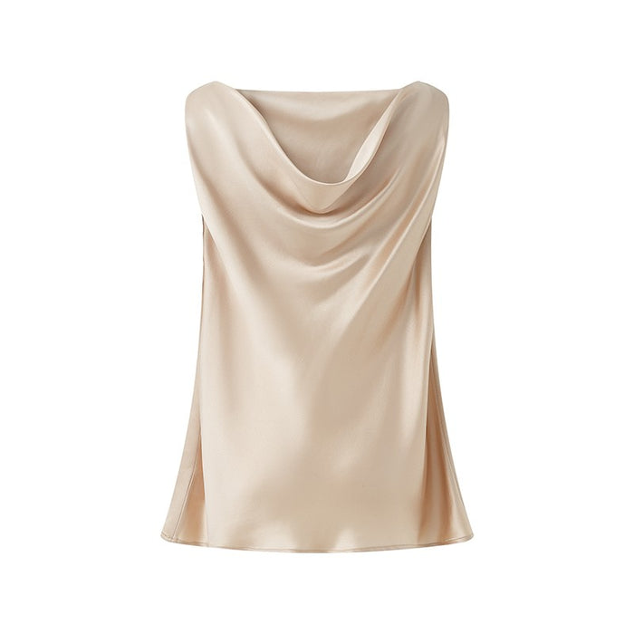 TWO-WAY ACETATE SLEEVELESS BLOUSE