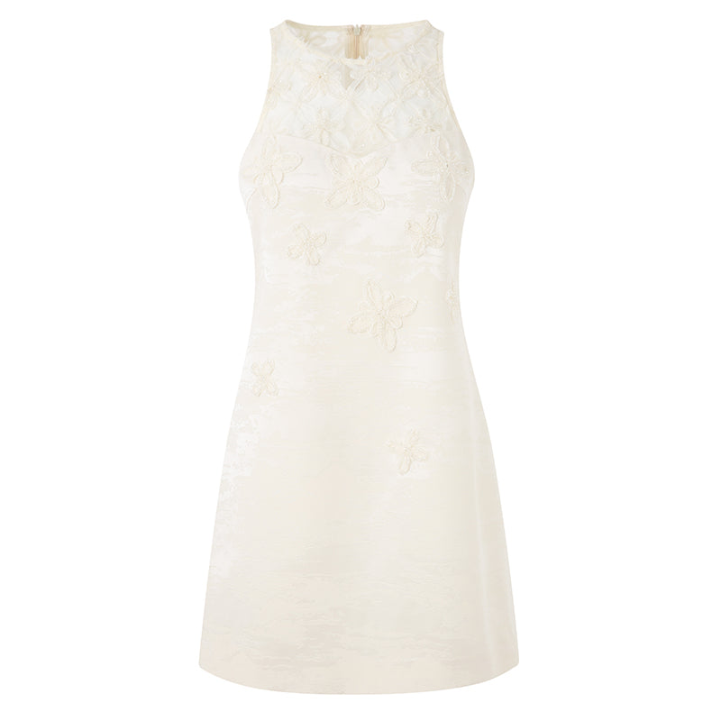 FLORAL PATCHWORK HAND-BEADED DRESS