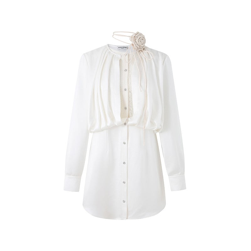 ACETATE LACE LAYERED EFFECT DRESS