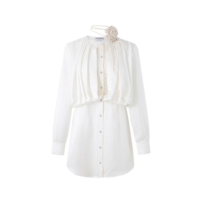 ACETATE LACE LAYERED EFFECT DRESS